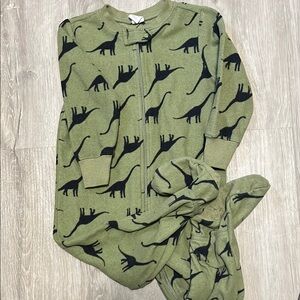 4/$30 Old Navy Green Dinosaur Kids Footsie 18-24M